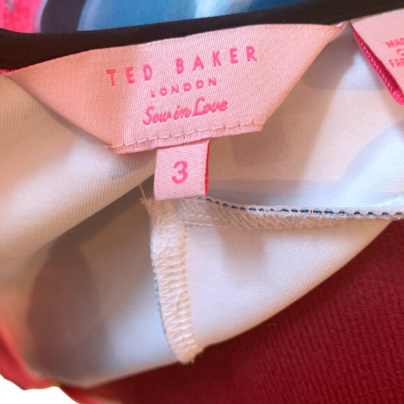 TED BAKER - Vibrant Pink and Blue Bodycon Mini Dress Size 3 (US 8) - Picture 10 of 11